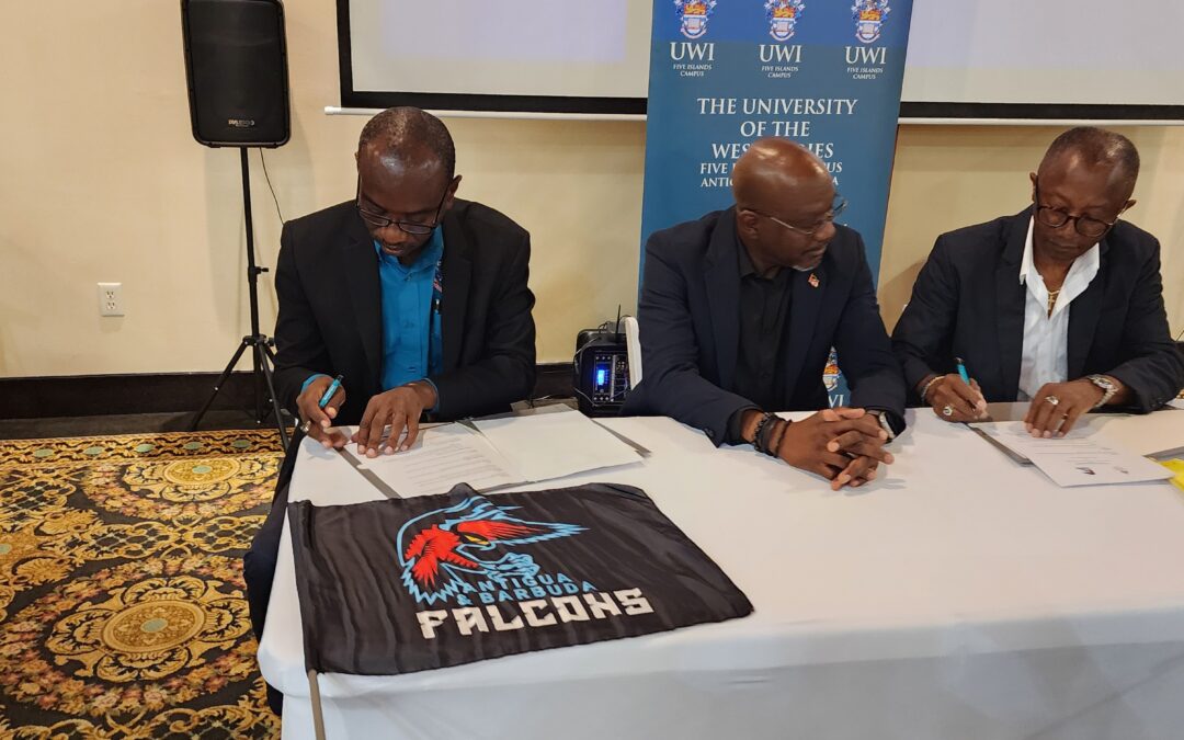 The UWI Five Islands Sign MOU with Antigua and Barbuda Falcons