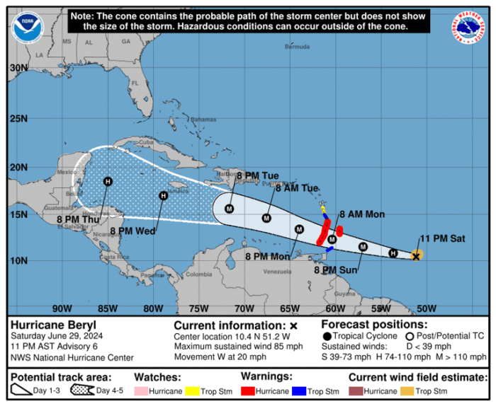 Hurricane Beryl Strengthens; Windward Islands Brace for Impact