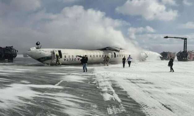 Plane flips upside down on landing but all passengers survive