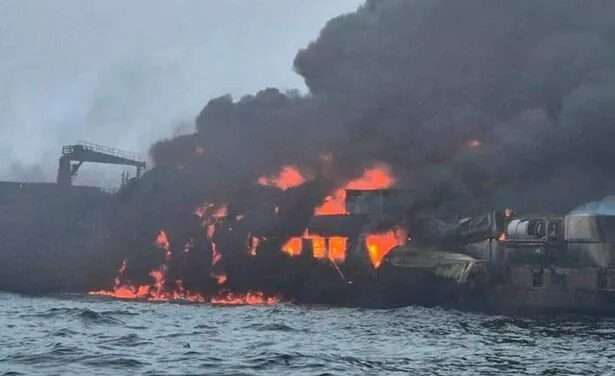 Oil tanker and cargo vessel collide in North Sea creating huge fireball