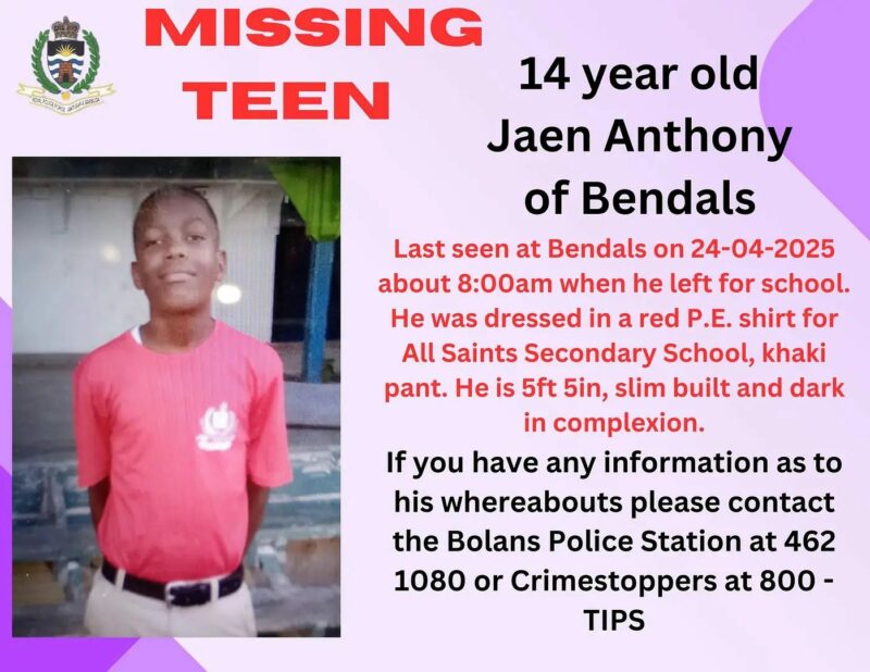 MISSING: 14 year old Jean Anthony of Bendals