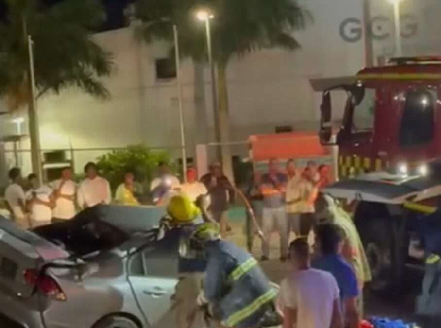 VIDEO: Vehicle Strikes Tree on Airport Road; Jaws of Life Used in Rescue