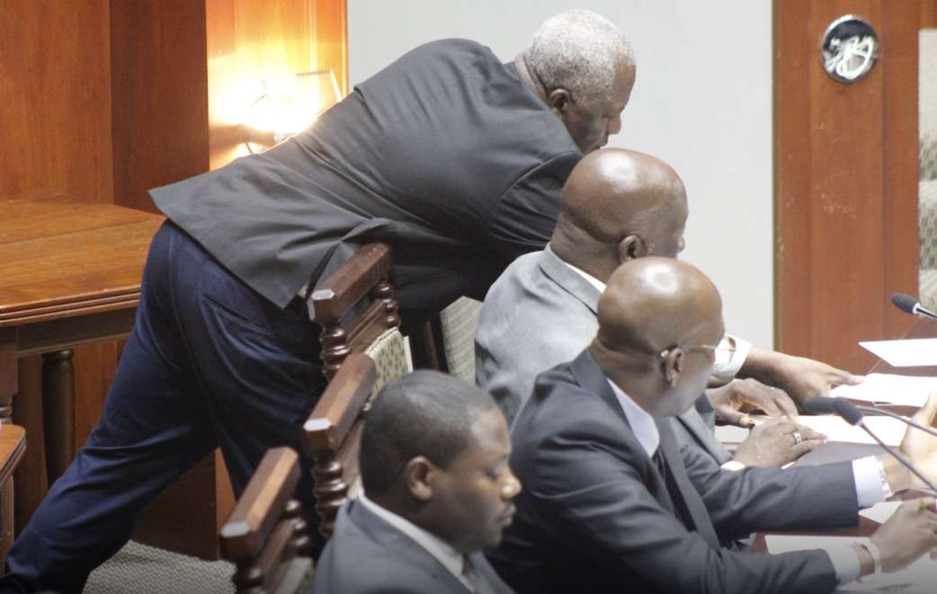 MP Sherfield Bowen with Minister Anthony Smith Jr. and Minister Melford Nicholas at Public Accounts Committee Meeting