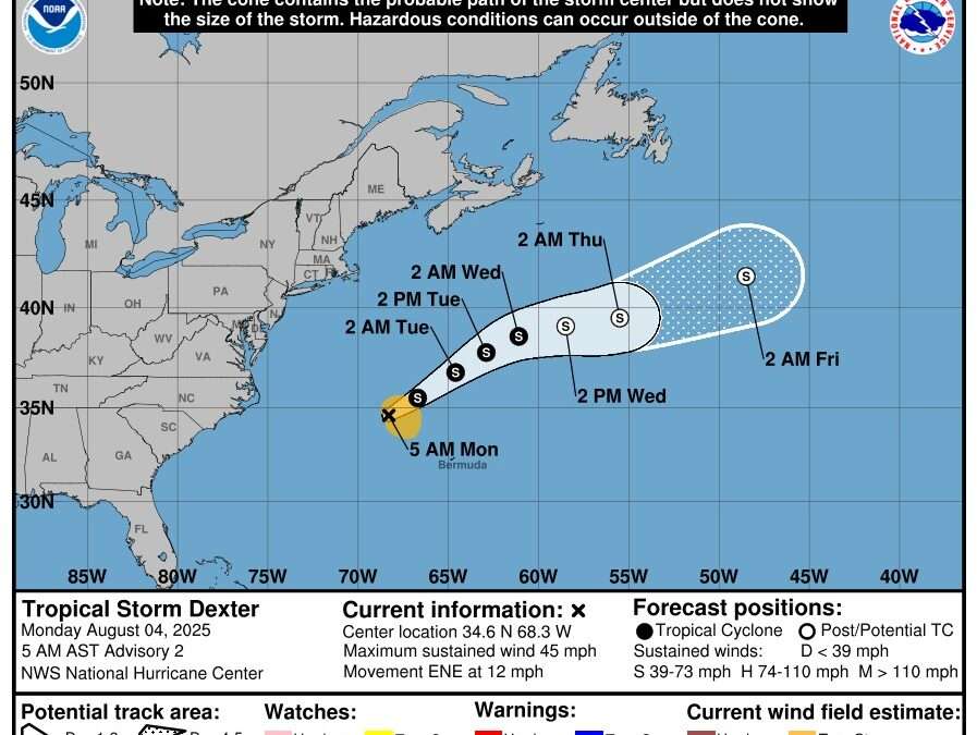 Tropical Storm ‘Dexter’ has formed in the Atlantic