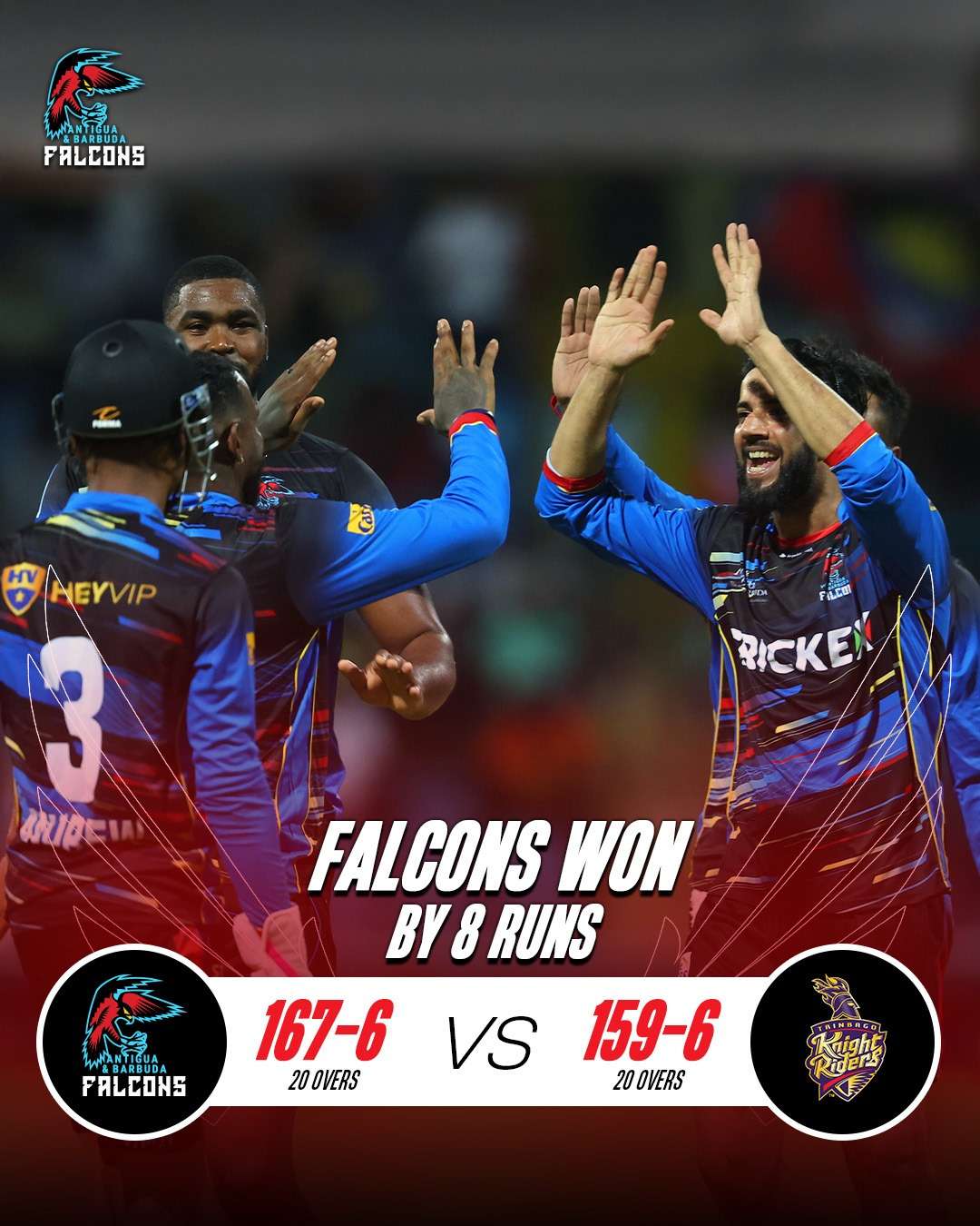 Falcons Fly High with Eight-Run Victory Over Knight Riders