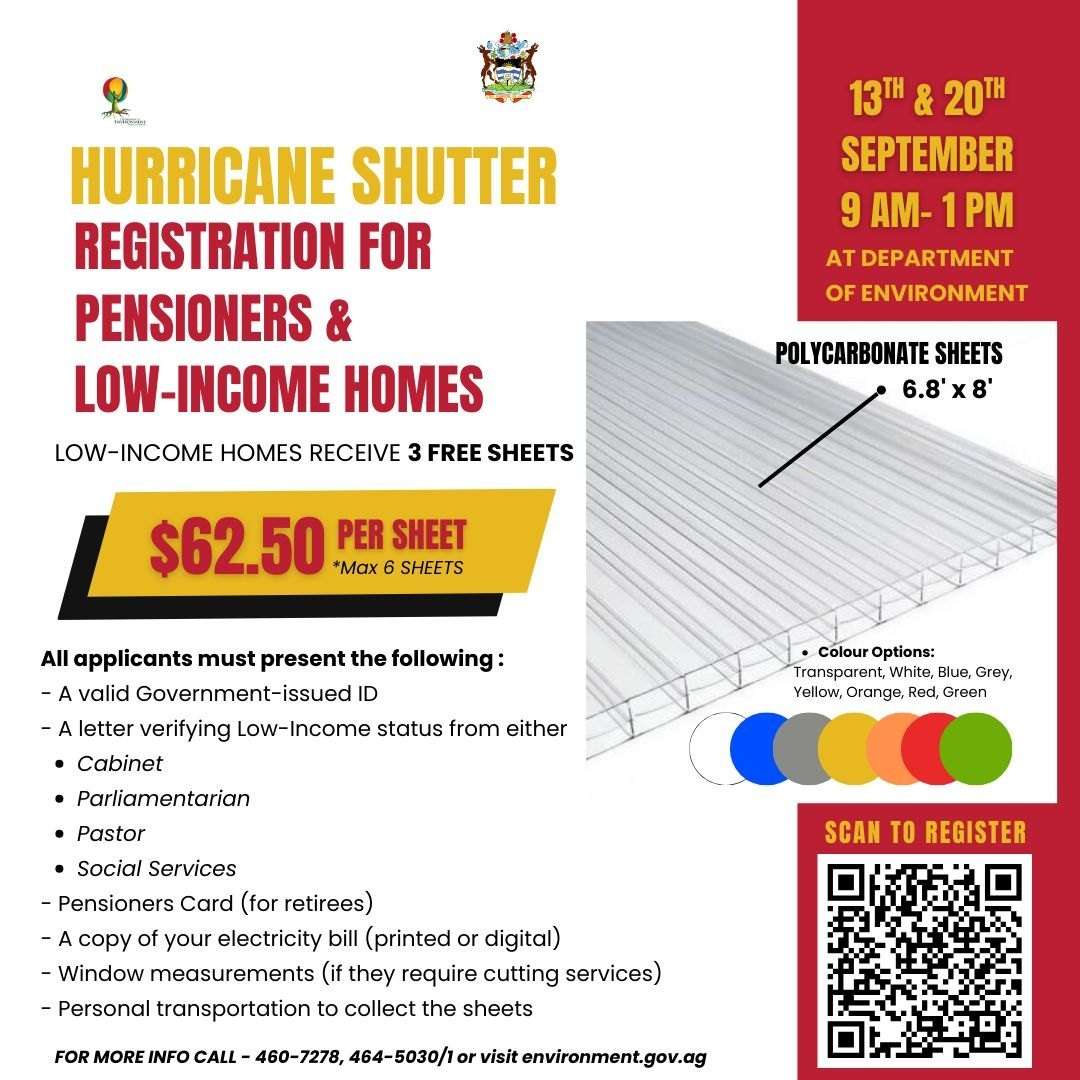 Hurricane Shutter Registration Opens for Pensioners and Low-Income Homes