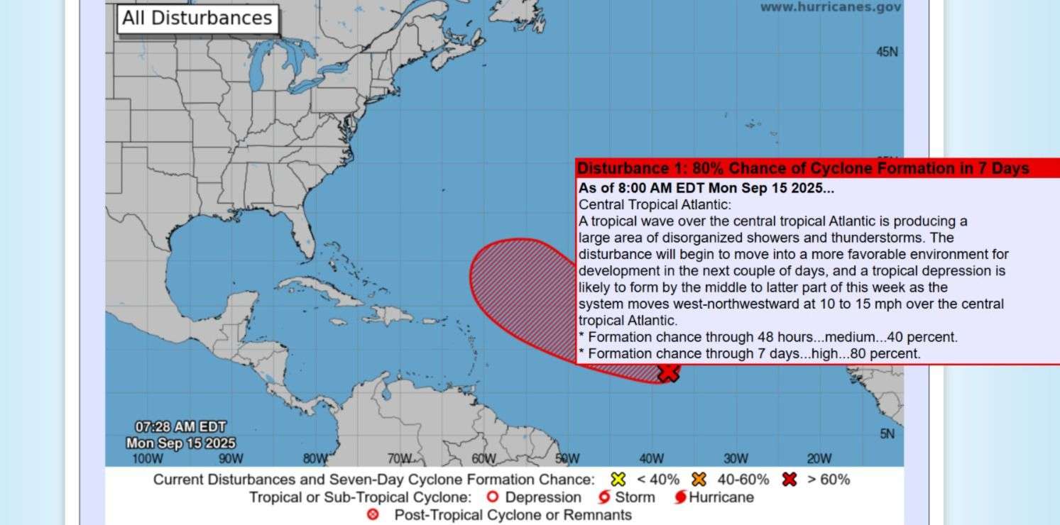 Tropical Wave Shows High Chance of Development, Models Suggest Northward Track