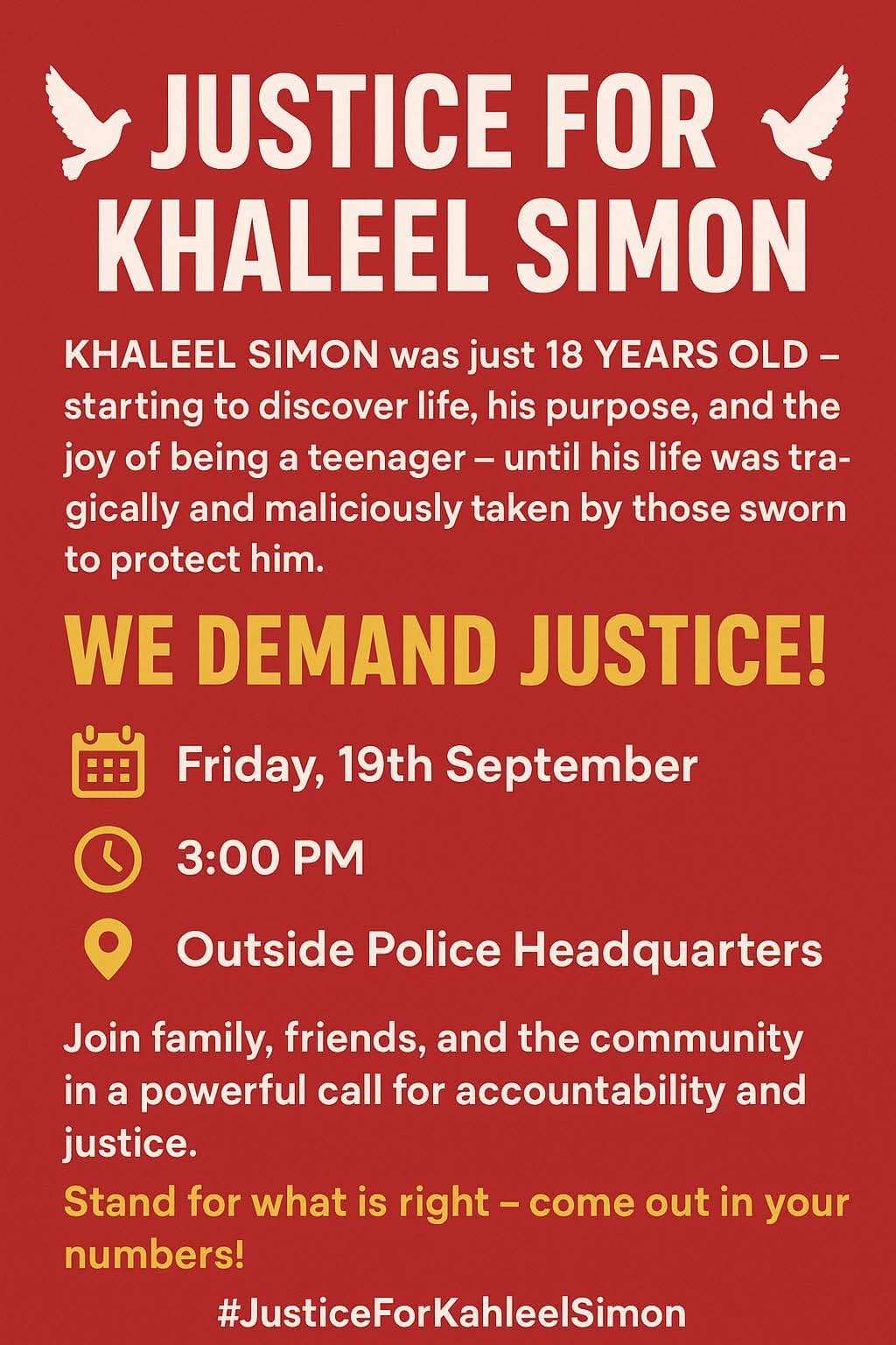 Justice Rally Planned for 18-Year-Old Khaleel Simon