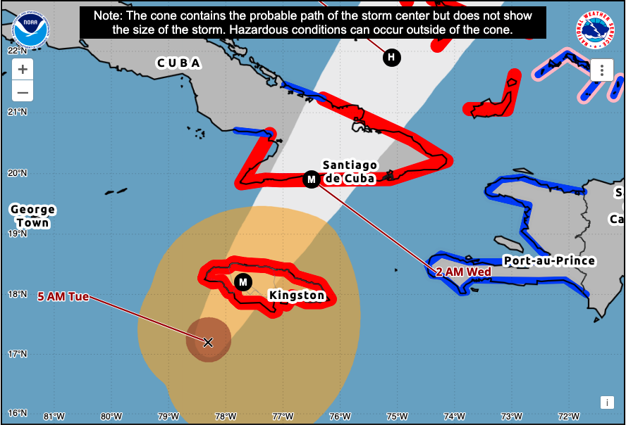The most powerful hurricane to ever hit Jamaica to make landfall in a few hours