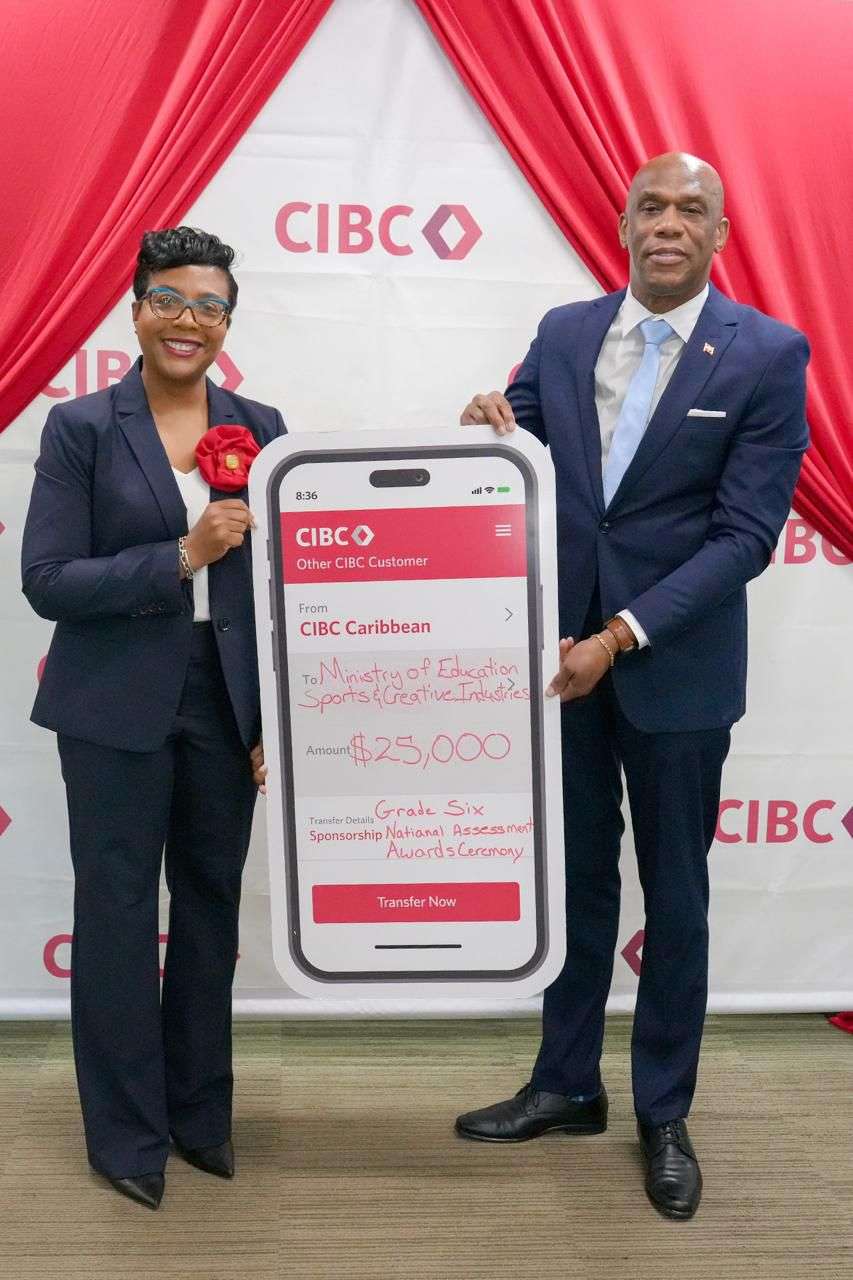 CIBC Caribbean presents $25,000 to Ministry of Education For sponsorship of 13th Annual CIBC Grade Six National Assessment Awards 