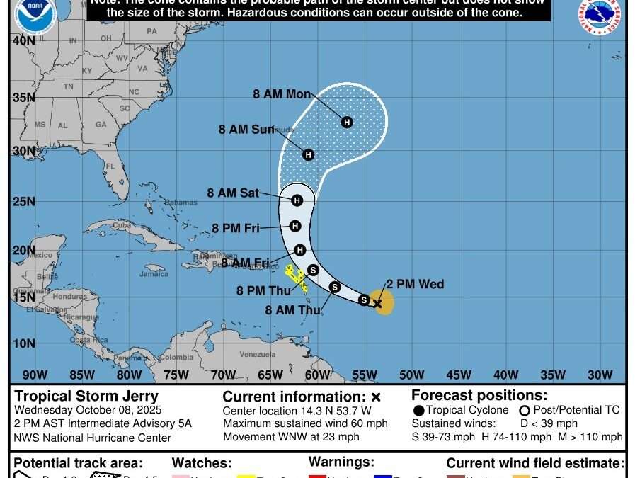 Jerry Staying North – Reduced Wind Threat to Antigua and Barbuda