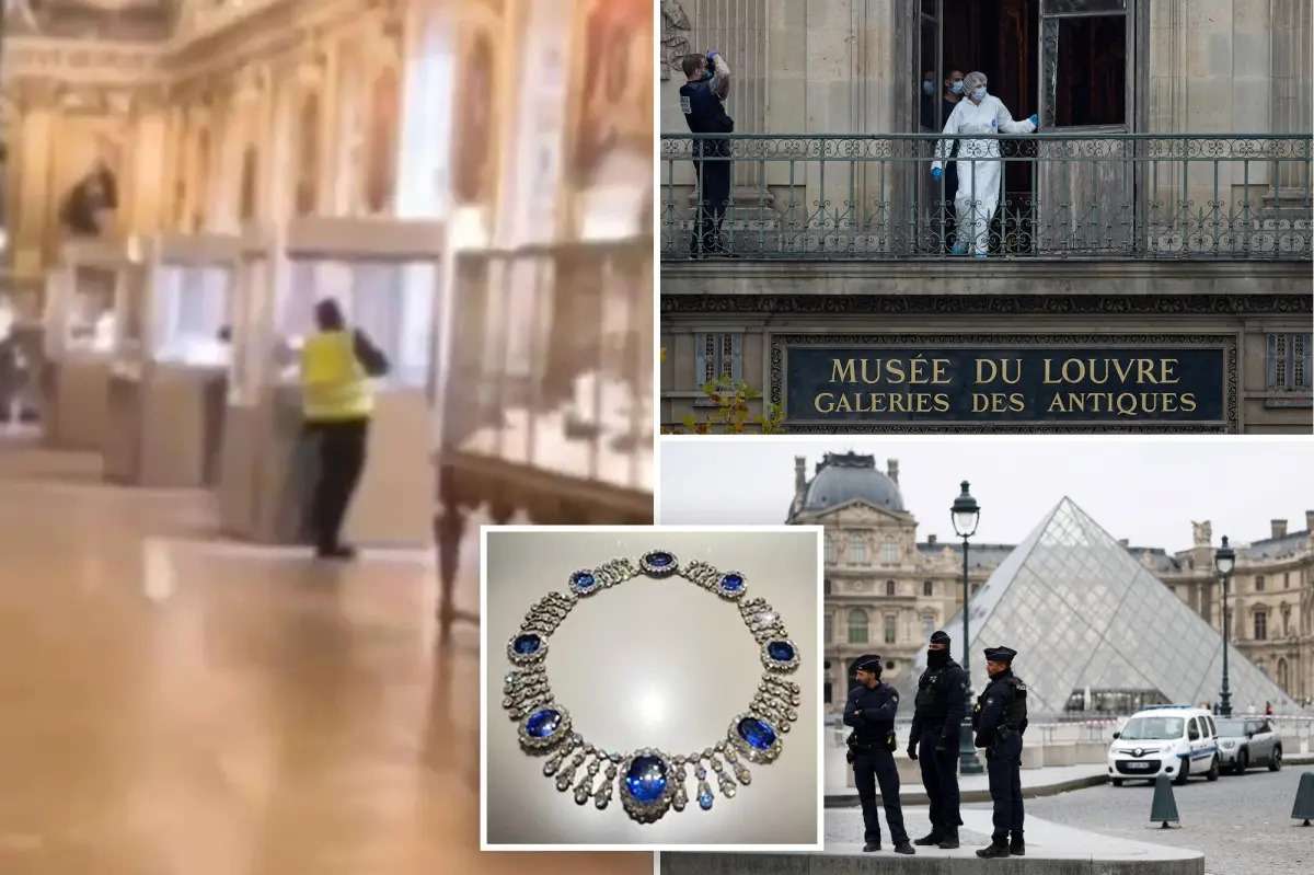 Thieves break into the Louvre in Paris and escape with a selection of “priceless” crown jewels