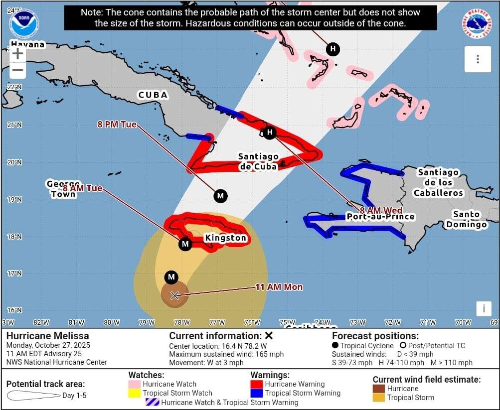 Category 5 Hurricane Melissa Bears Down on Jamaica — Catastrophic Winds and Flooding Expected Tonight 