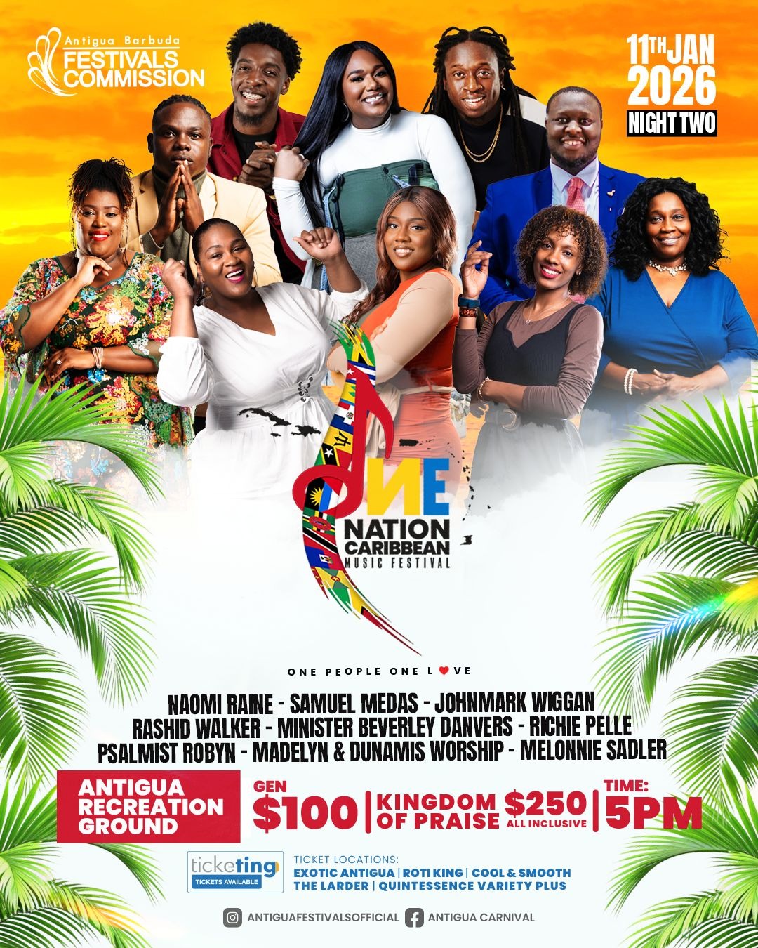 Night Two Lineup Announced for One Nation Caribbean Music Festival — The Gospel Edition Set to Uplift Antigua and Barbuda