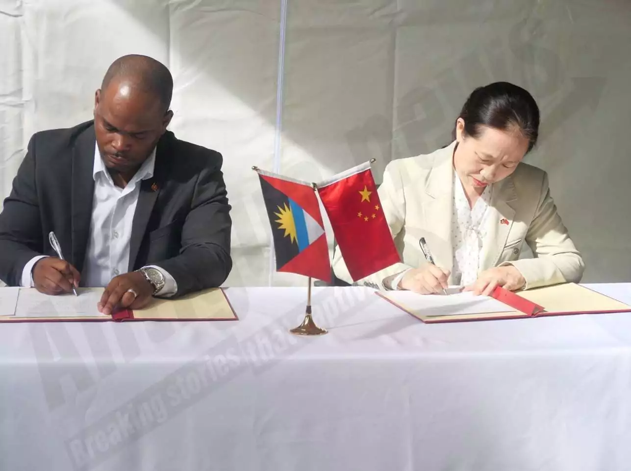 Senator Michael Joseph and China’s Ambassador to Antigua and Barbuda, H.E. Jiang Wei