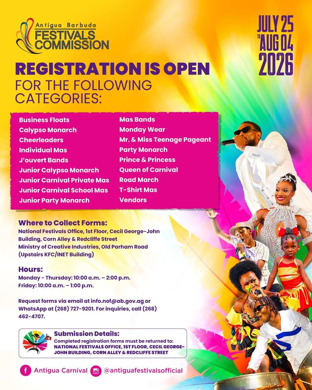 Antigua Carnival 2026 Registration Now Open Across All Categories