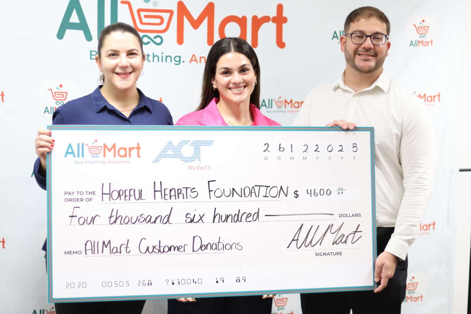 AllMart And ACT Mark Its Third Year Of Community-Driven Impact With Donation To Hopeful Hearts Foundation