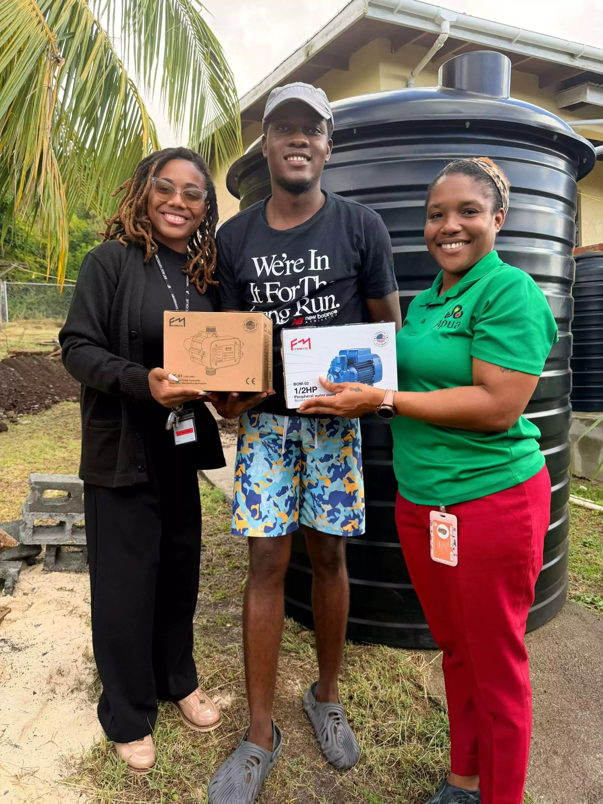 APUA Delivers Water Storage Tanks and Pumps to Winners of Christmas Promotion