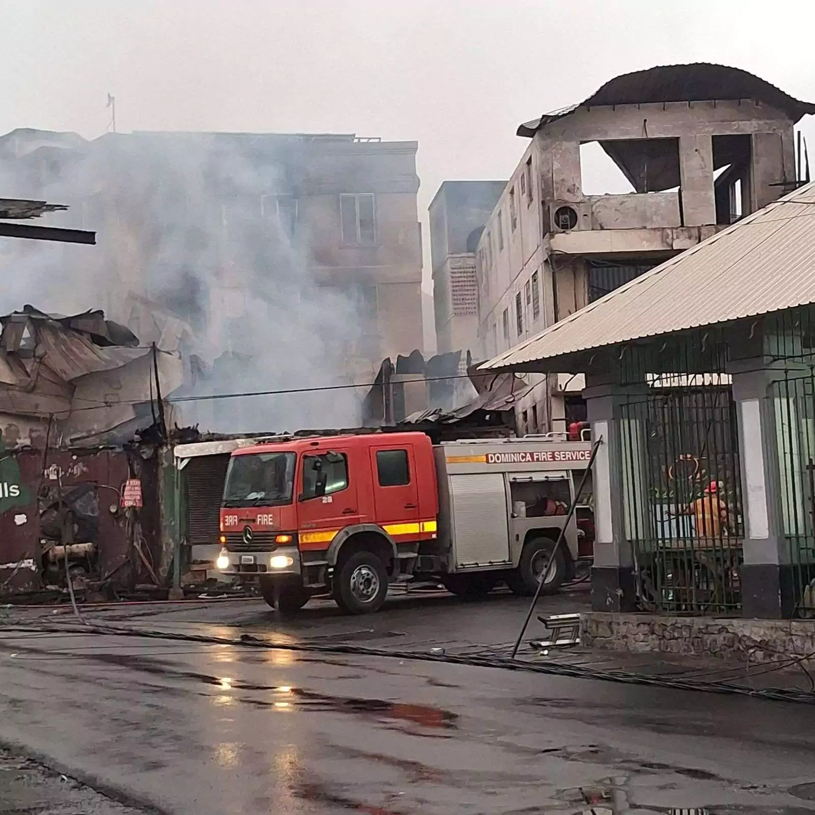 PM Skerrit Stands in Solidarity as Roseau Fire Damages Businesses