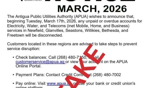 APUA Warns Public About Fake Disconnection Notice Circulating Online