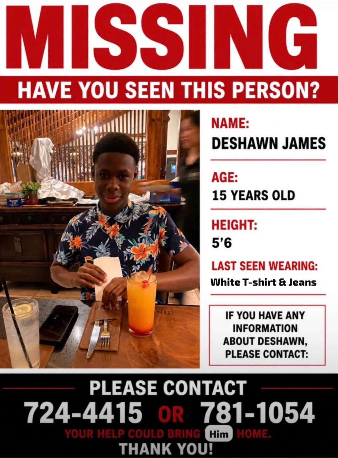 Family Appeals for Public's Help in Search for Missing Teen Deshawn James 